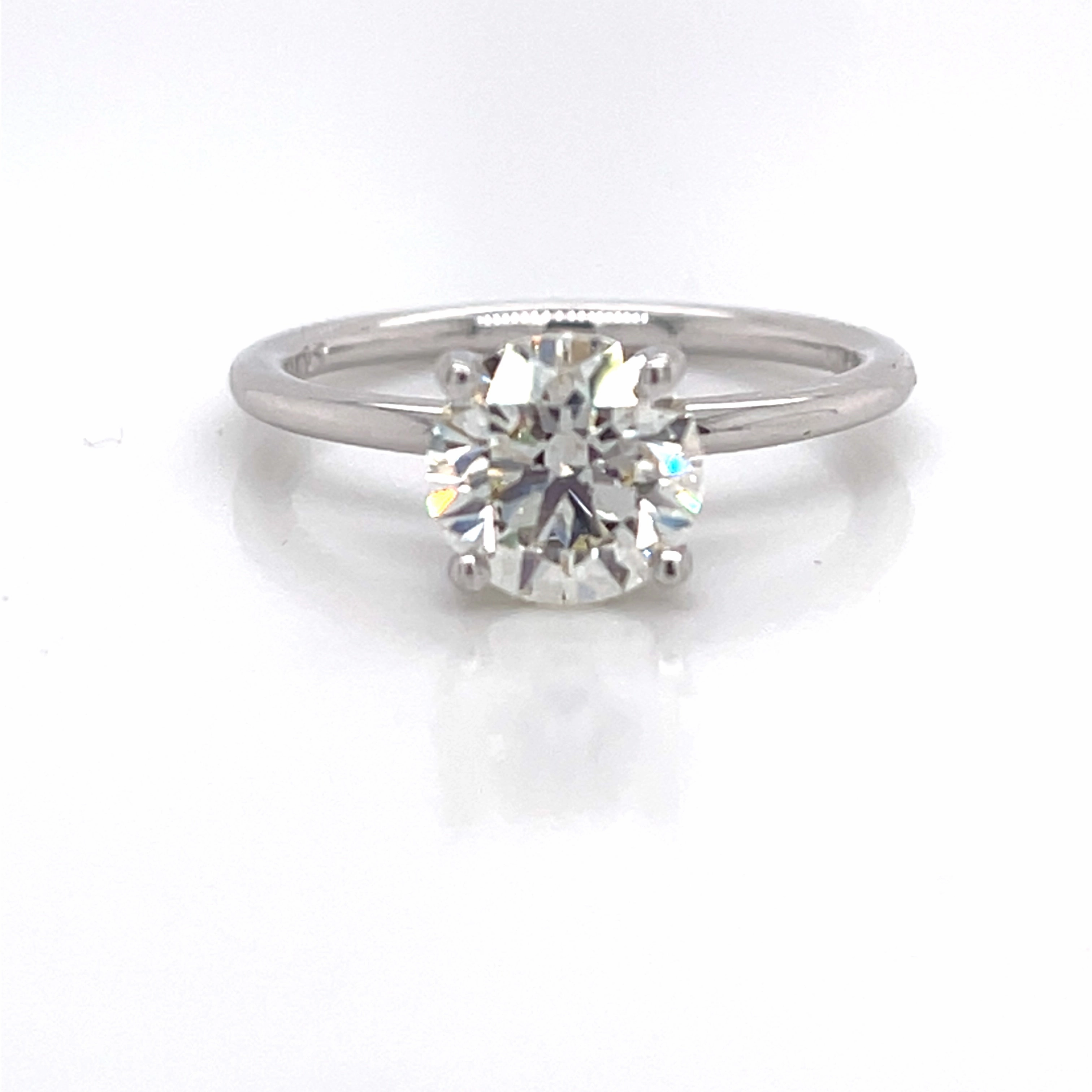 Bremer Jewelry Round Solitaire Diamond Engagement Ring in 14K White Gold (1.24ctw) Feminine Accent