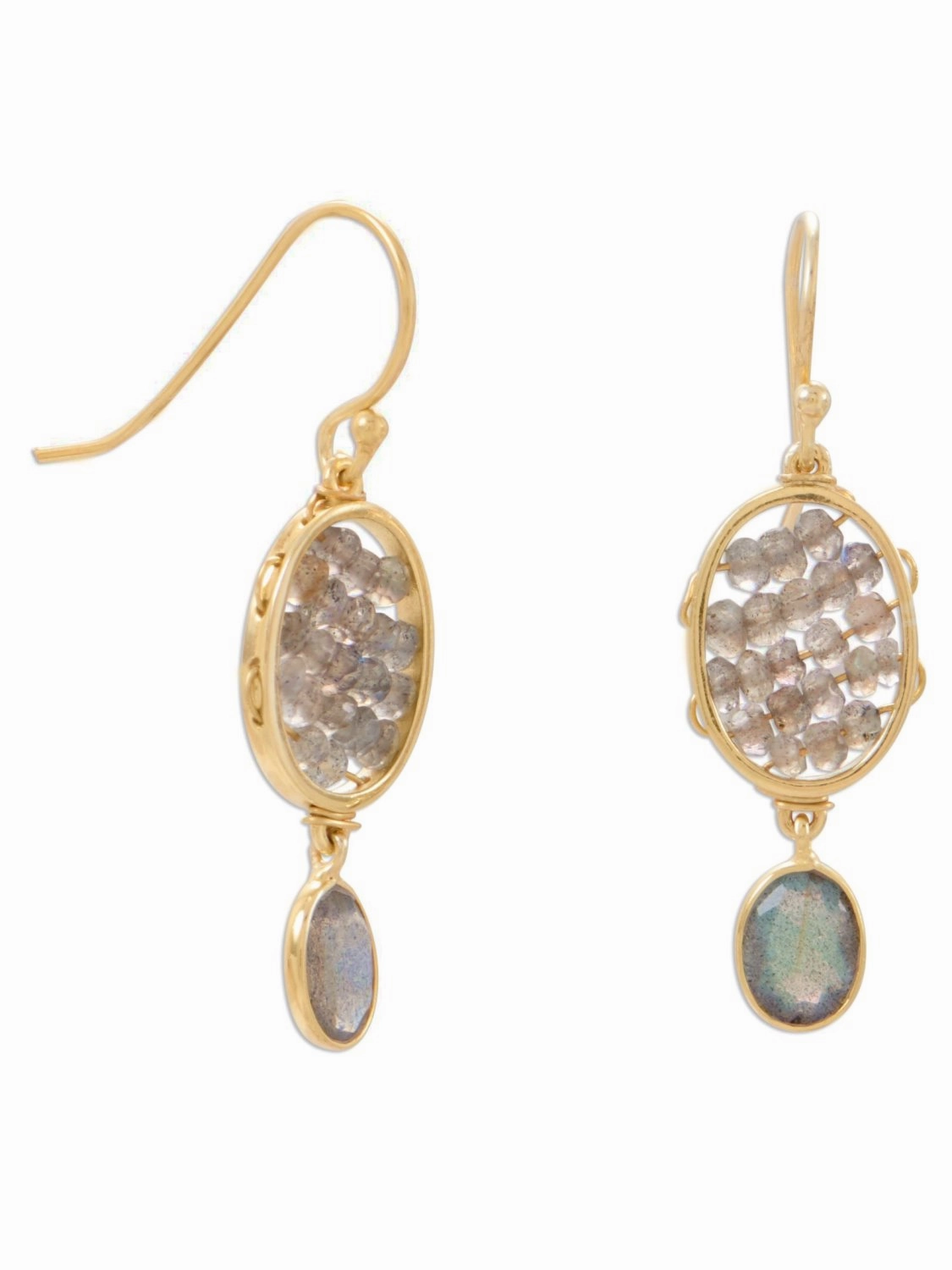 Refined Selection Labradorite Bead and Dangle Earrings with Gold-plated Sterling Silver