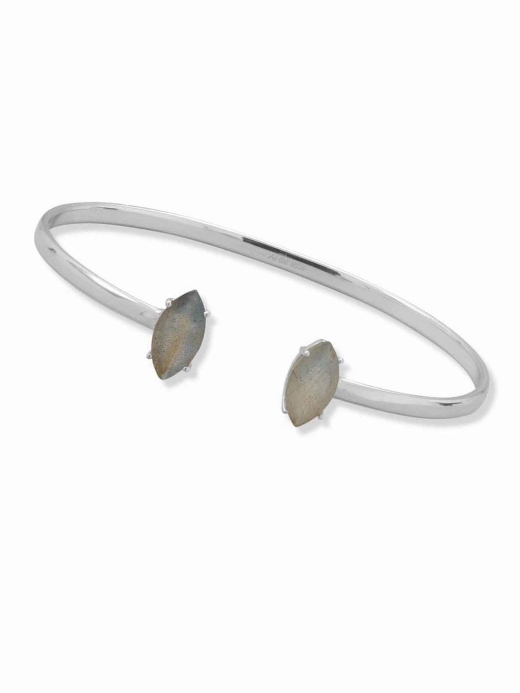 Rosy Composites Clear Amalgamations Labradorite Cuff Bracelet Rhodium-plated Sterling Silver
