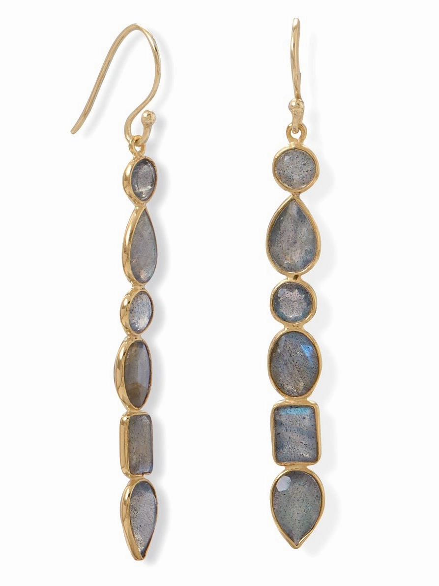Luxurious Accessory Labradorite Earrings Round Oval Teardrop Rectangle Drop Gold-plated Silver