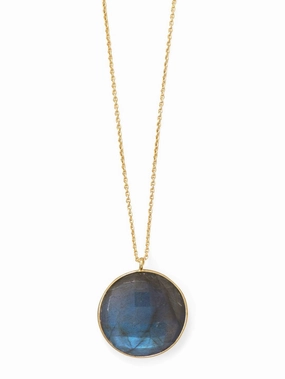 Graceful Feature Bold Statement Labradorite Necklace Gold-plated Sterling Silver Adjustable Length
