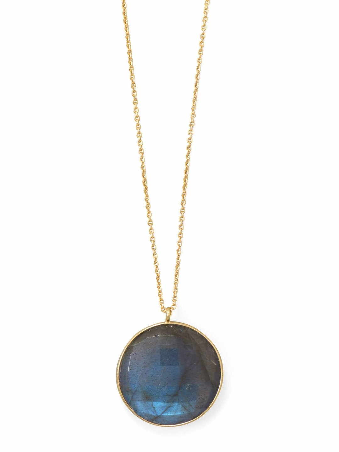 Graceful Feature Bold Statement Labradorite Necklace Gold-plated Sterling Silver Adjustable Length