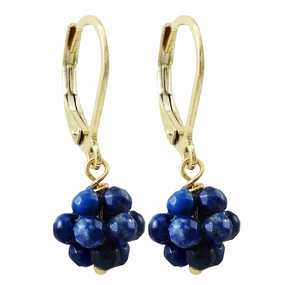 Lightweight Must-Have Lapis Lazuli Cluster Blueberry Earrings Gold Plated Leverback