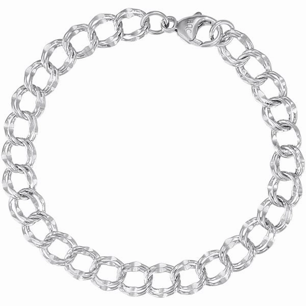 Timeless Shine Shine Large Double Link Dapped Curb Classic Bracelet - 7"