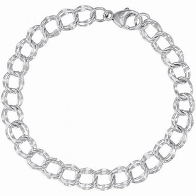 Timeless Shine Shine Large Double Link Dapped Curb Classic Bracelet - 7"