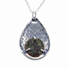 Cultural Style Late Roman Bronze Coin Necklace CA. 3rd-4th Century A.D. Sterling Silver