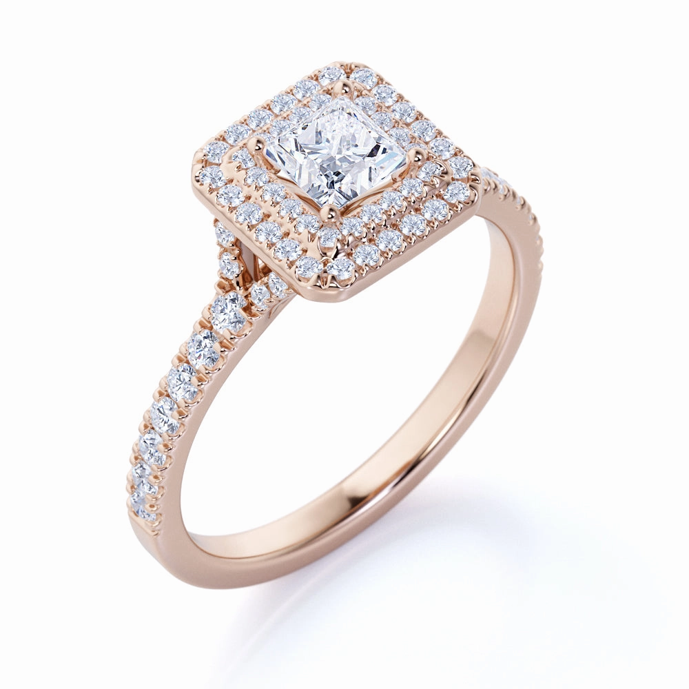 Glam Present Sparkling Accent 1 Ct Square Cut Diamond Antique Engagement Ring