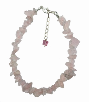 Genuine Rose Quartz Gem Chip Bracelet Sterling Silver Handmade Perpetual Fashion Just Seen