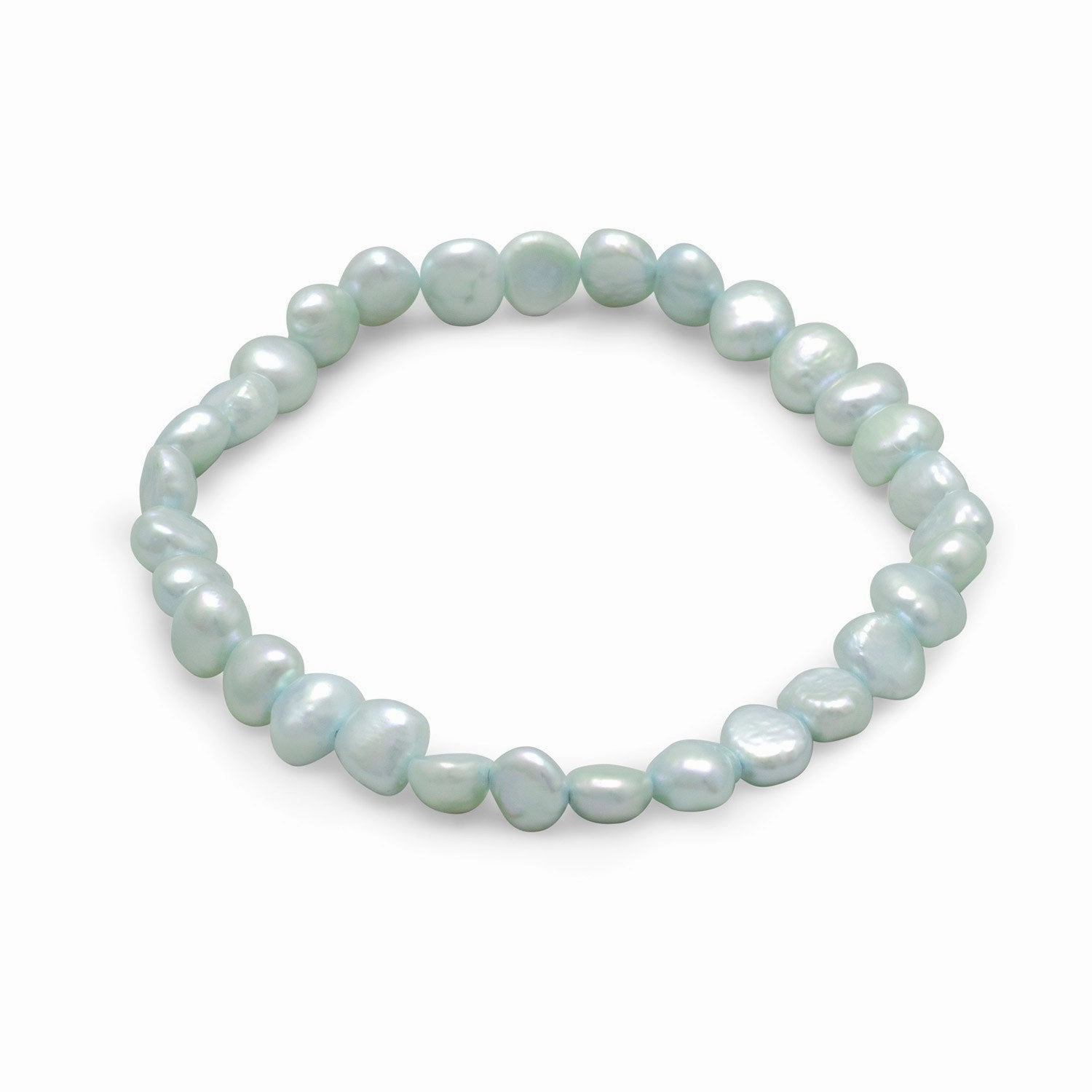 Light Blue Freshwater Cultured Freshwater Pearl Stretch Bracelet Casual Elegance