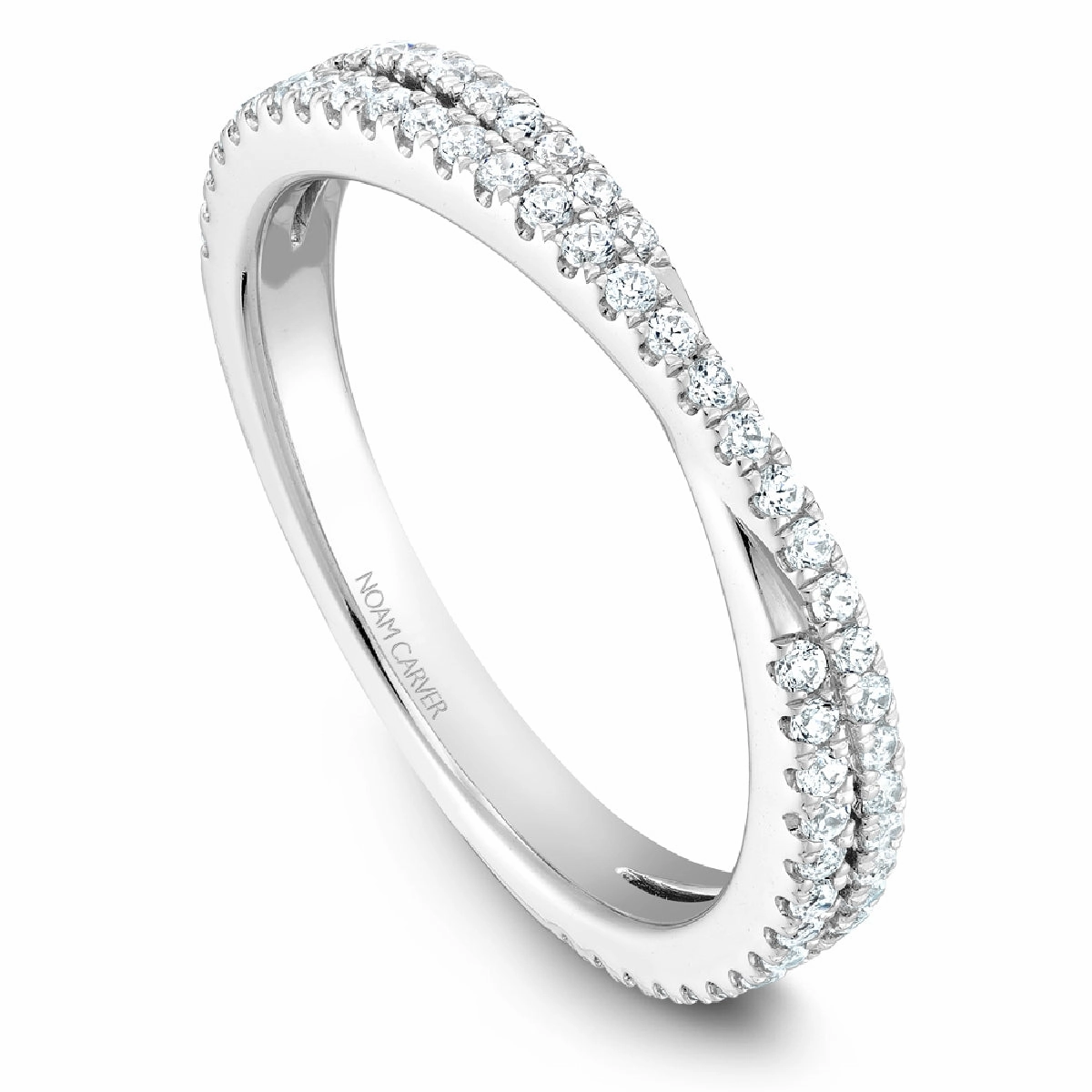 Noam Carver Criss-Cross Diamond Wedding Band in White Gold Luxury Gift