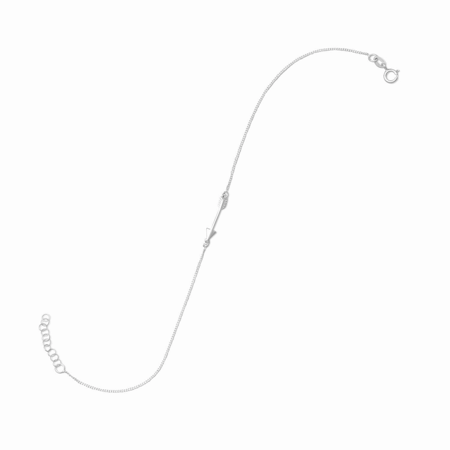 Arrow Ankle Bracelet Anklet Chain Sterling Silver Adjustable Length, 11 Live Vision