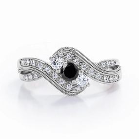 Timeless Item Beautiful Gift 0.7 ct Round Lab Black Diamond Infinity Engagement Ring