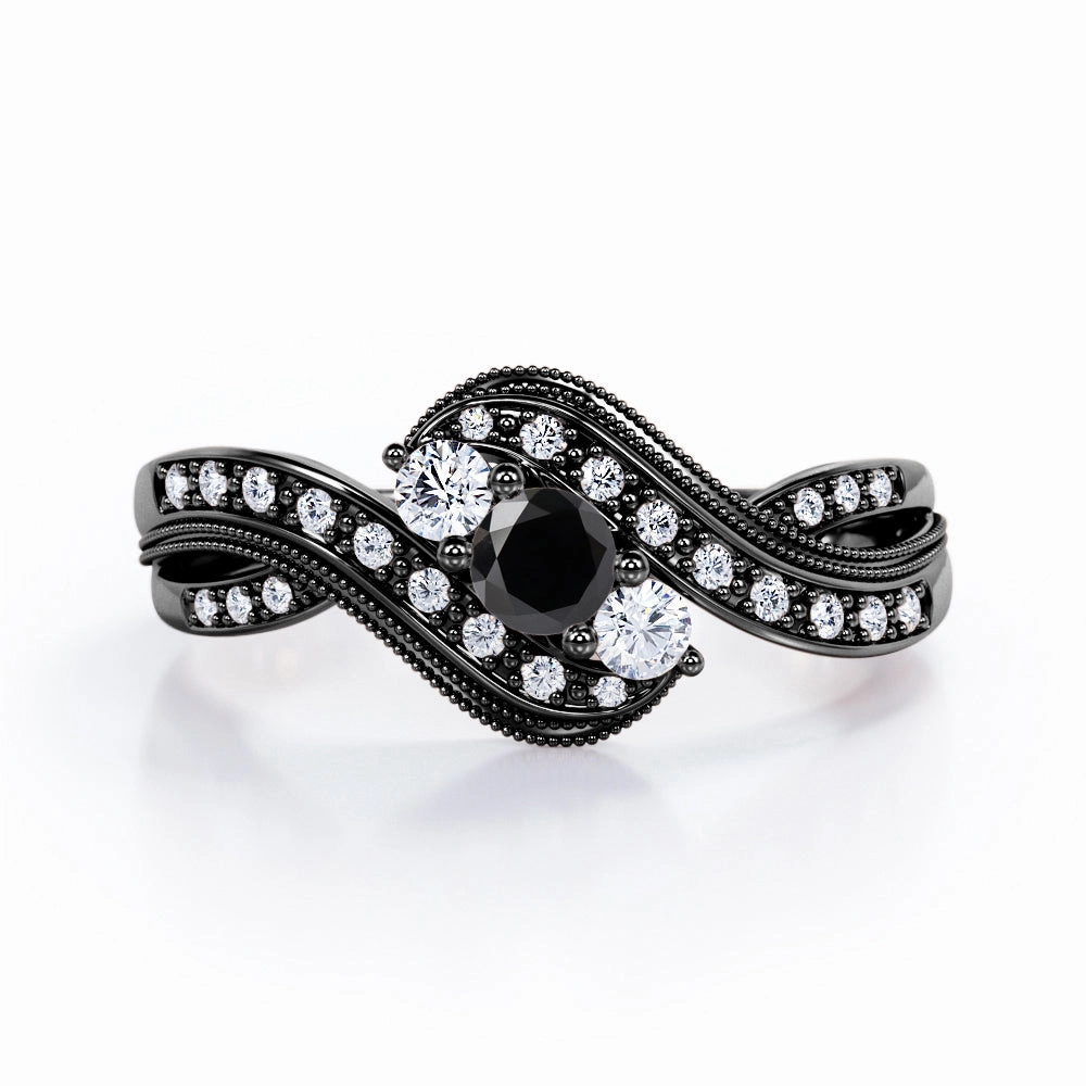 0.7 ct Round Lab Black Diamond Infinity Engagement Ring Green product