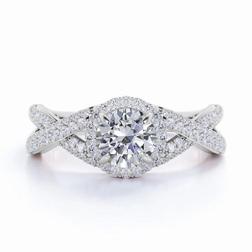 Beautiful Emblem 1.50 Carat Round Cut Moissanite Twisted Bridal Set