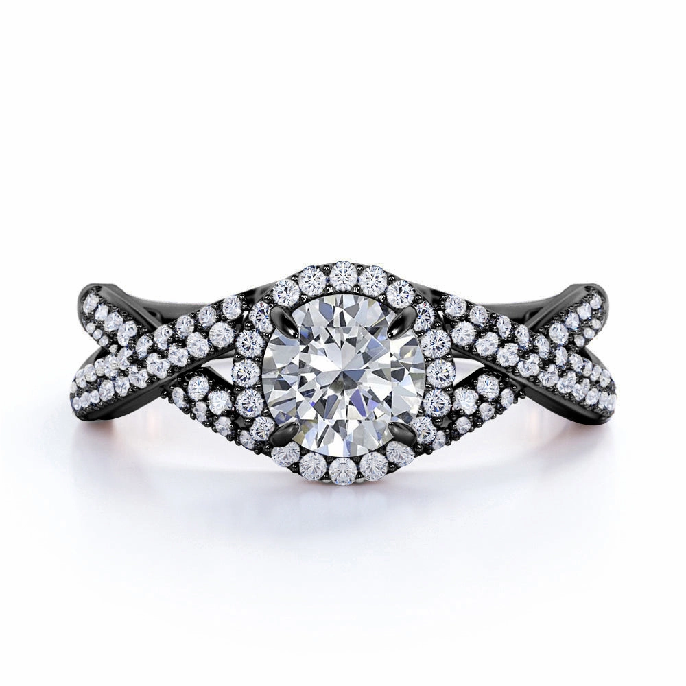 1.50 Carat Round Cut Moissanite Twisted Bridal Set Meaningful Craft