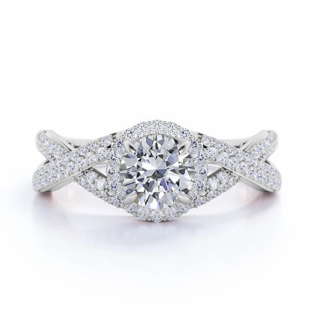 1.50 Carat Round Cut Moissanite Twisted Bridal Set Low-Cost Jewelry