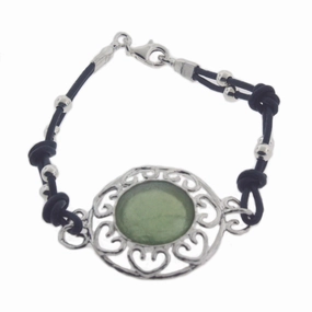 Good Chemistry Ancient Roman Glass Bracelet with Heart Design Sterling Silver and Dark Blue Cord