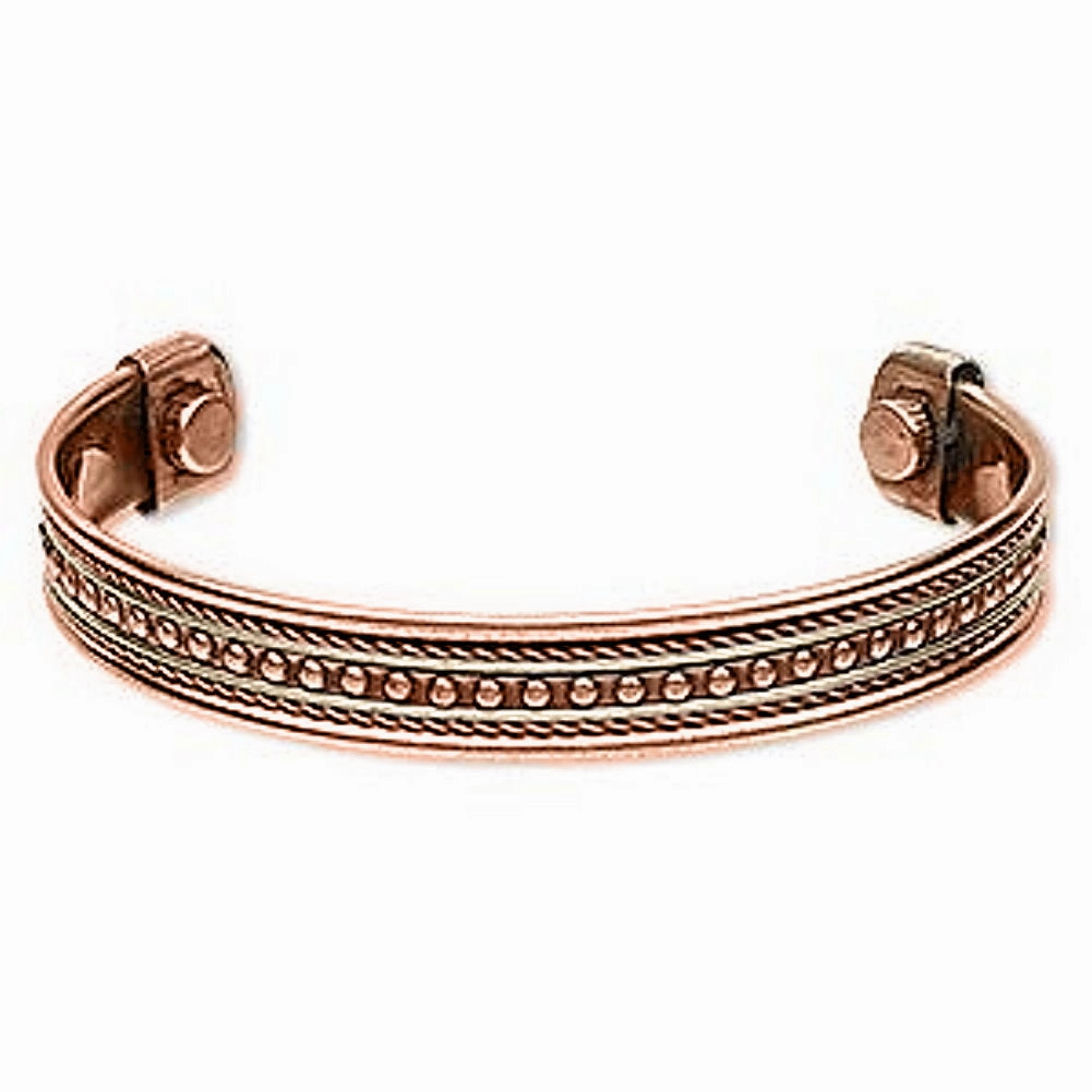 Coming Trend AzureBella Jewelry Magnetic Copper Cuff Bracelet Rope and Bead Design 11mm
