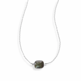 Genuine Labradorite Necklace Sterling Silver Adjustable Length Youth Gift