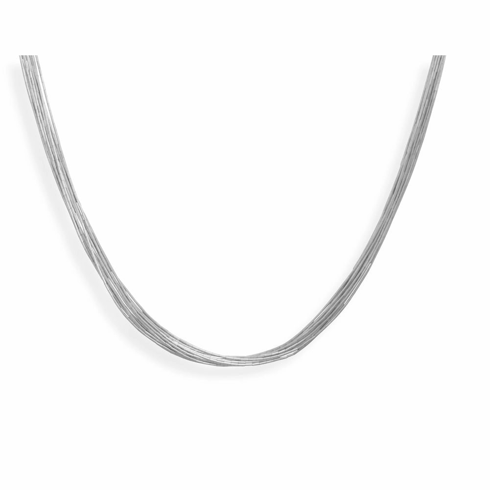 Liquid Silver Necklace 10 Strands Sterling Silver - Made in the USA Dainty Accent
