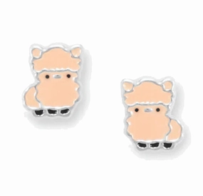 Llama Stud Earrings Enamel and Sterling Silver Childrens Vintage Item Contemporary Vibe