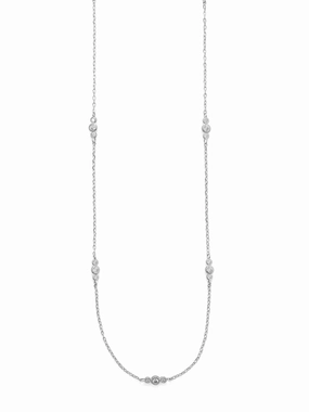 Long 30-inch Necklace Cubic Zirconia Stations Rhodium-plated Sterling Silver youth trend