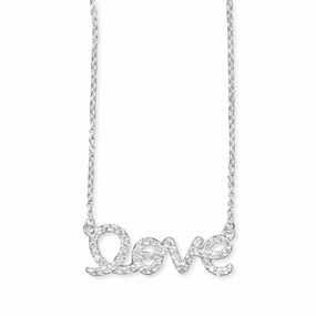 Marvelous Adornment for meditation Love Necklace with Pave Cubic Zirconia Sterling Silver