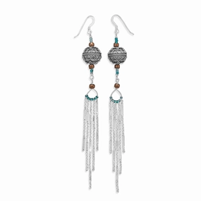 Extra Long Bali Bead Chain 5-inch Drop Earrings Sterling Silver Graceful Look Vibrant Embellishment