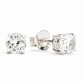 Bold Touch Bremer Jewelry Round Topaz Solitaire/Stud Earrings in 14K White Gold (1.17ctw)