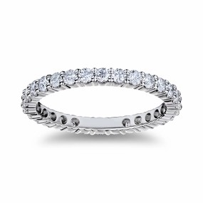 Bremer Jewelry Anniversary/Eternity Diamond Wedding Ring in Platinum (1.11ctw) Lightweight Glam Shiny Texture