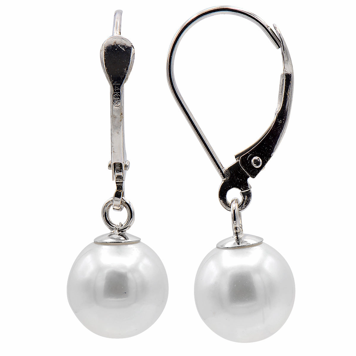 Bremer Jewelry Leverback Freshwater Cultured Pearl Earrings in 14K White Gold Glam Lookbook