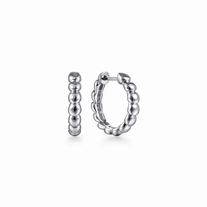 925 Sterling Silver Bujukan 15mm Classic Huggie Earrings Office Ready Romantic Style