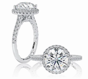 A. JAFFE Round Center Diamond Engagement Ring Setting in 14K White Gold (.44ctw) Fashionable Glow