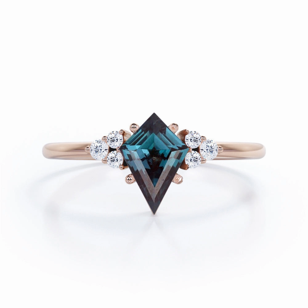 Luxurious Accent 1 Ct Kite Lab Alexandrite Seven Stone Engagement Ring