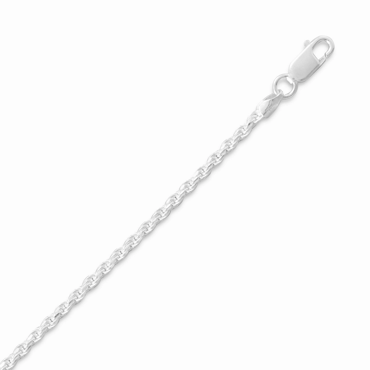 Everyday Carry Jewelry Sterling Silver Rope Chain Necklace 2mm Diamond-cut, Made in Italy