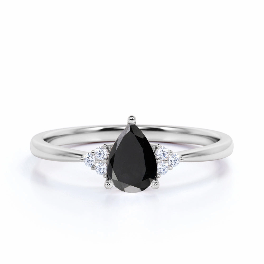 1.15 ct Teardrop Lab Black Diamond 7-Stone Engagement Ring square shape