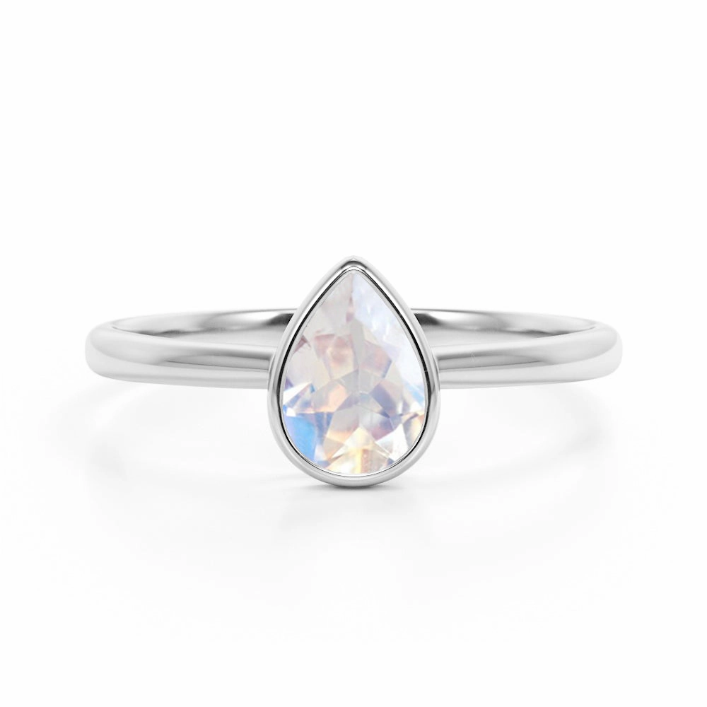 Economy Choice Lightweight Expression 1 ct Teardrop Moonstone Solitaire Engagement Ring