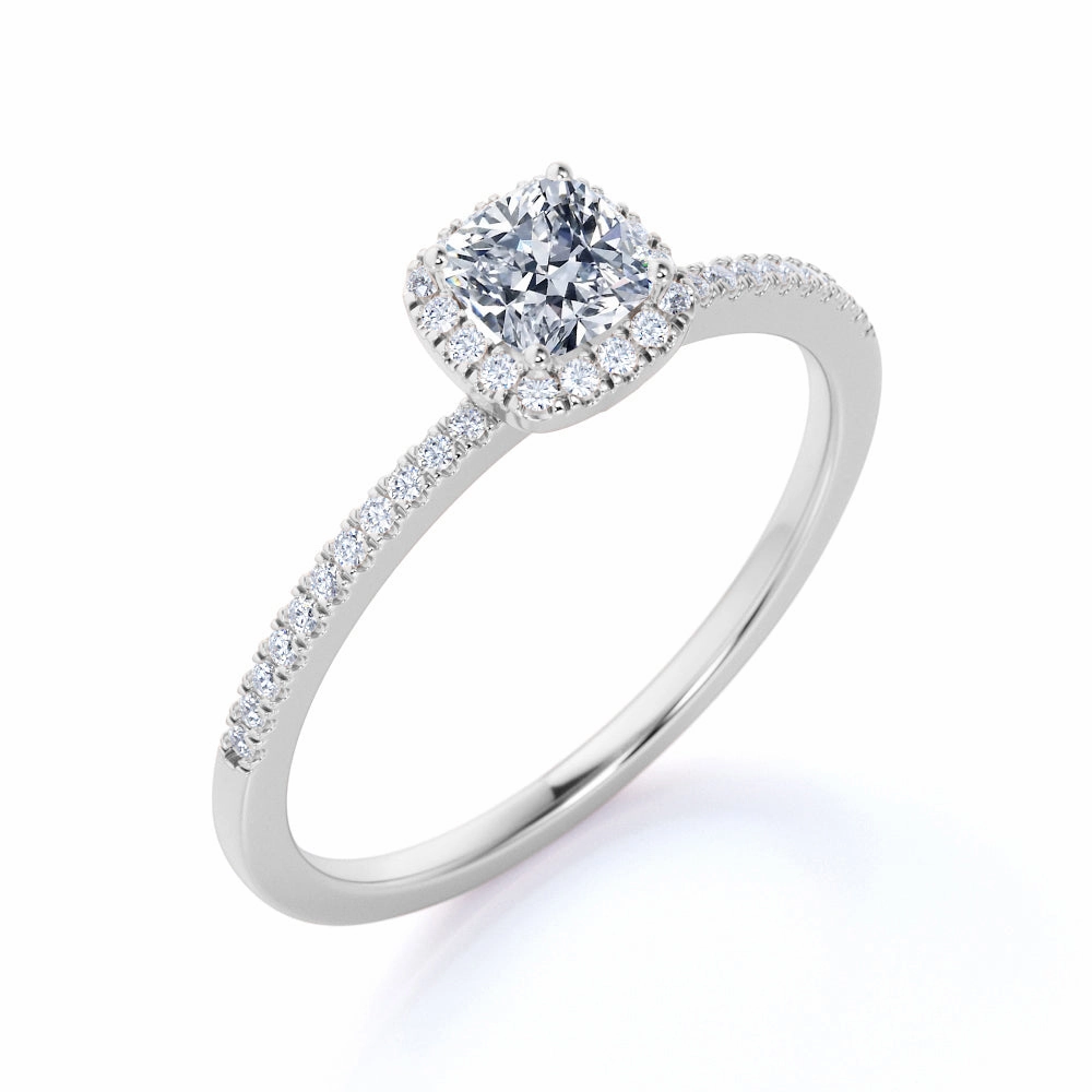 0.50 Ct Cushion Cut Diamond Halo Engagement Ring Amazing Product
