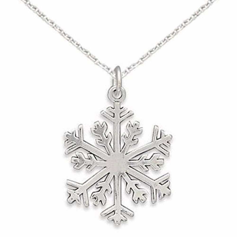 Souvenir Jewelry Classic Present Lacy Snowflake Necklace Sterling Silver, Chain Included