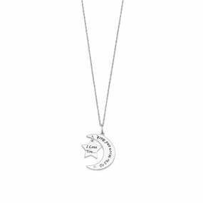 City Accent Knotted Piece I Love You to the Moon and Back Moon Star Necklace with Genuine Diamond Accent