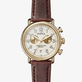 Perfect Finish Shinola The Runwell Chronograph 41mm PVD Gold Watch