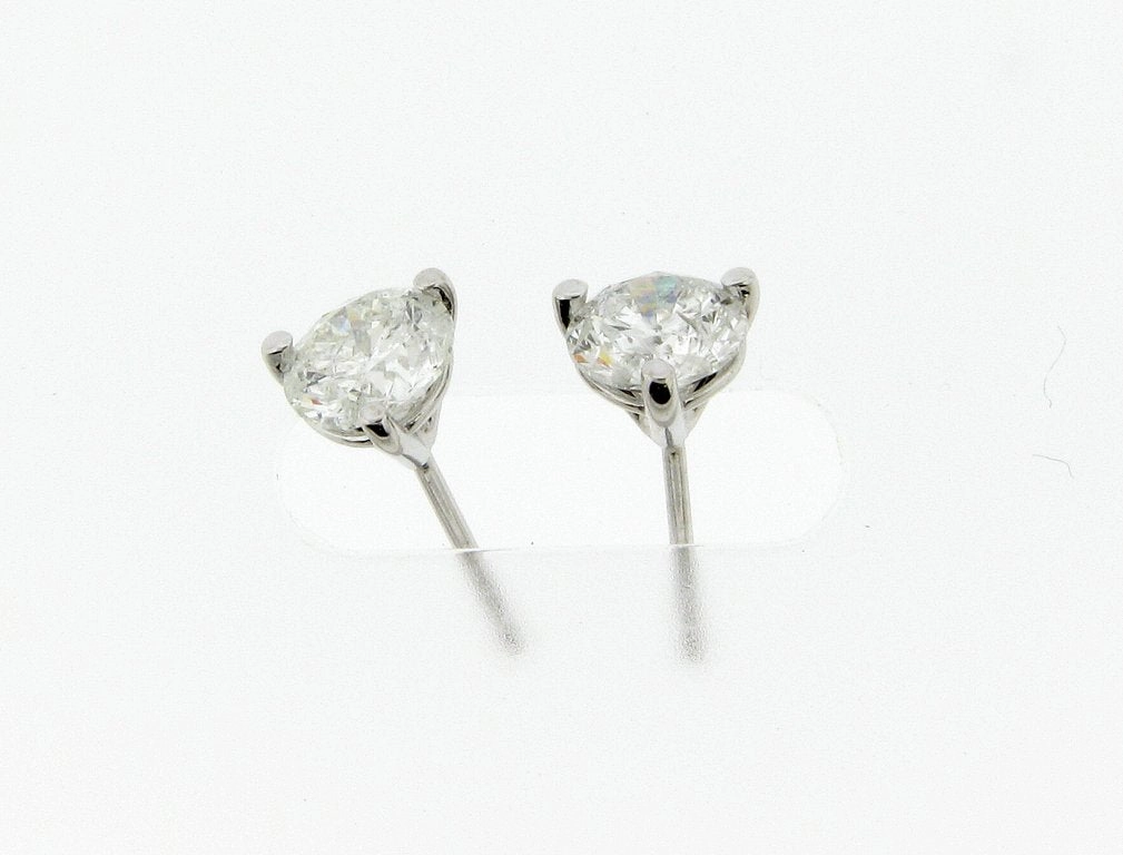 Minimal Detail Bremer Jewelry 1 1/2ctw Round Solitaire/Stud Diamond Earrings in 14K White Gold (1.45ctw)