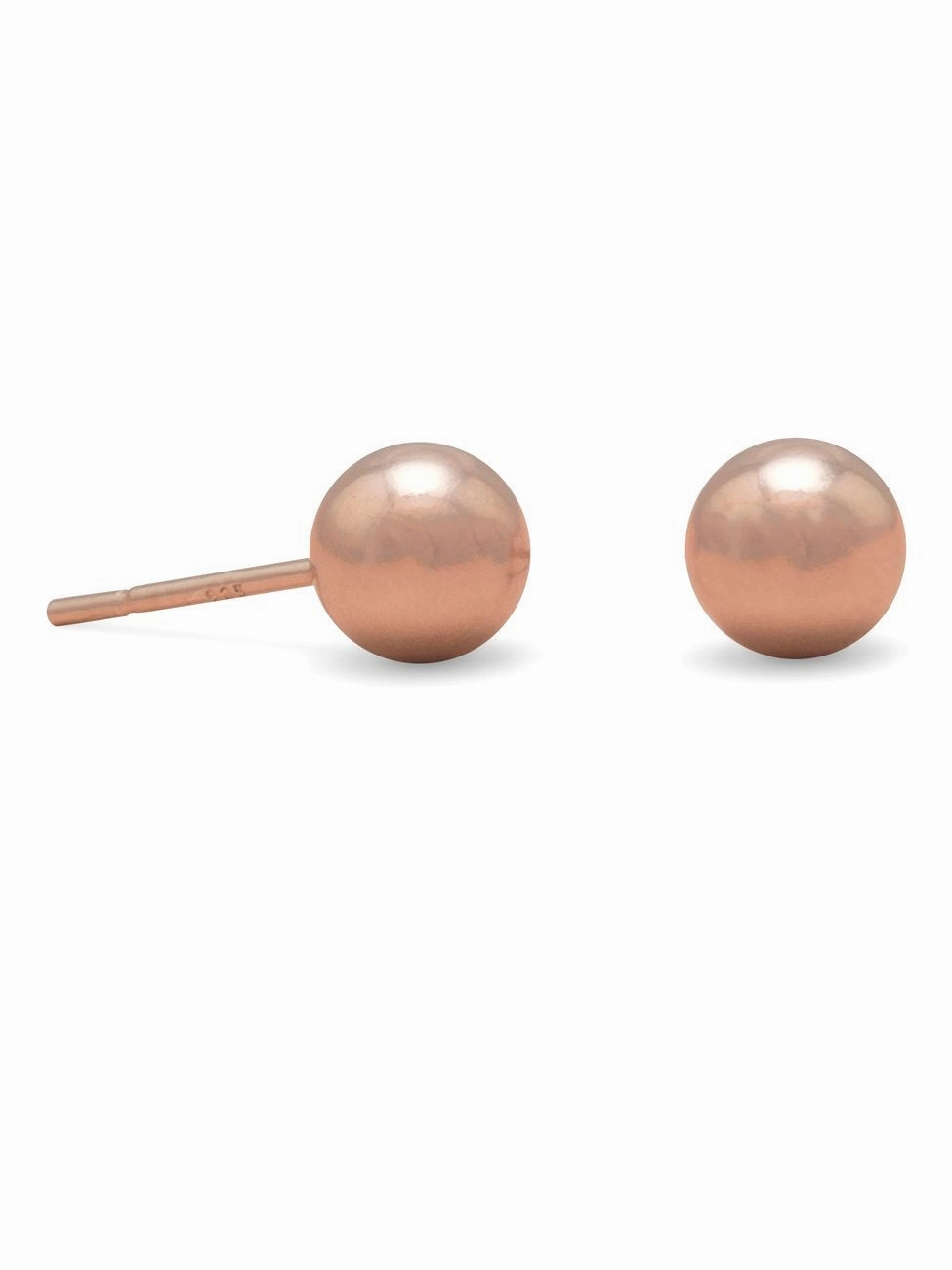 Shiny Trinket Rose Gold-Plated Sterling Silver Ball Stud Earrings 6mm