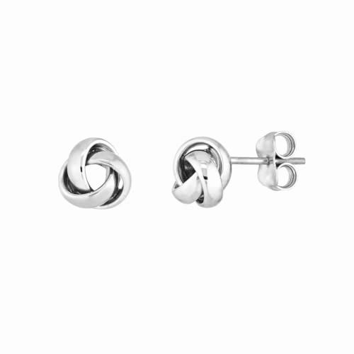 Vintage-Inspired Accent Glittering Must-Have Love Knot Stud Earrings Rhodium on Sterling Silver