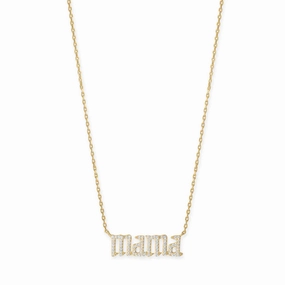Birthday Wish MAMA Necklace with Cubic Zirconia Gold-plated Silver - Adjustable Length