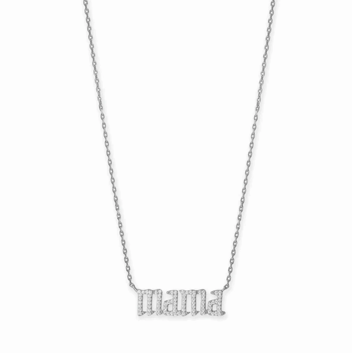 For Tradition MAMA Necklace with Cubic Zirconia Rhodium-plated Silver Adjustable Length