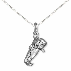 Manatee Charm Pendant Necklace Sterling Silver - Chain included Universal Fit Friendship Gift