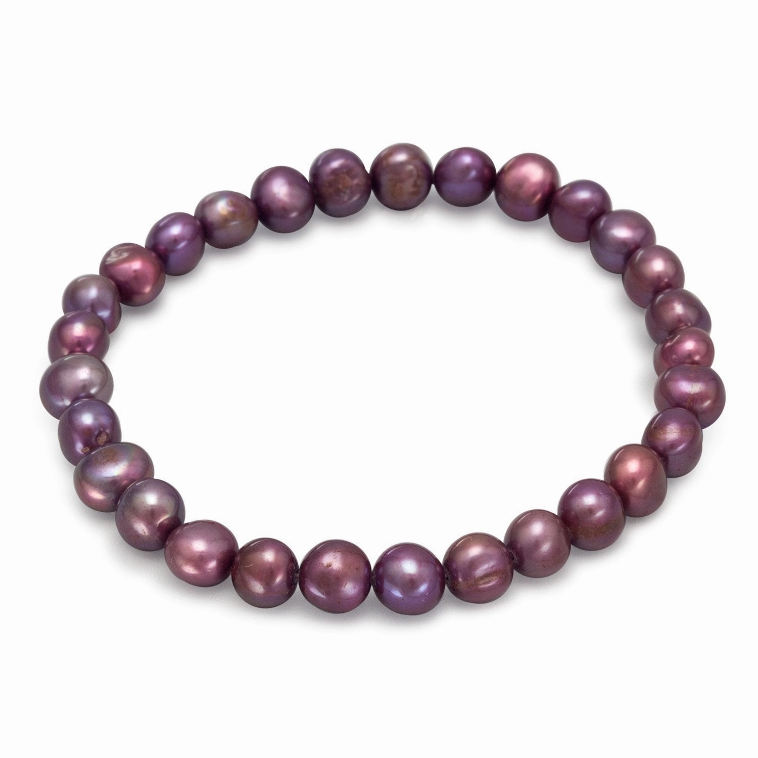 Playful Accent Maroon Red Dyed Dark Red Freshwater Cultured Freshwater Pearl Stretch Bracelet