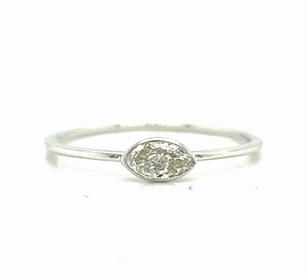 Marquise Diamond Stackable Fashion Ring in 18K White Gold (.21ctw) Captivating Accent