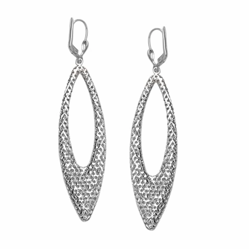 Stylish Embellishment Lightweight Detail Marquise Laser-cut Drop Earrings Silver Nontarnish Lever